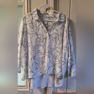 Cynthia Rowley Iris Top Blouse Linen Rayon Blend Tunic Popover Sz 1X